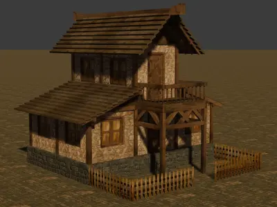Stylized Low Poly Medieval House Assets for Fantasy Worlds Low-poly 3D model