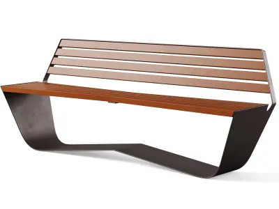 Park benches KARMA with litter bin by Concept urbain 3D model