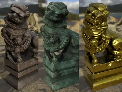 Chinese ancient Lion Sculpture  Low-poly 3D model