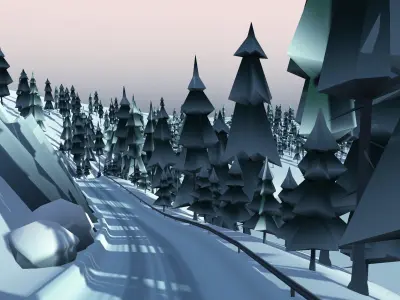 Cartoon Rally Track Sweden Low-poly 3D model