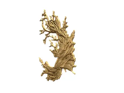 Golden Flowing Fabric decor set wall mural for CNC 02 3D print model