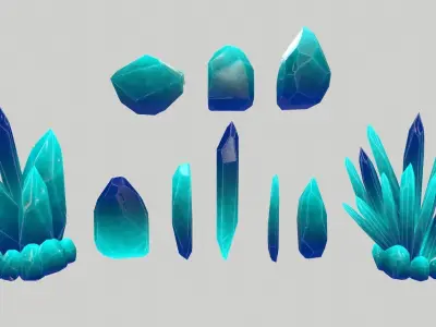 Crystal Set sword Low-poly 3D model