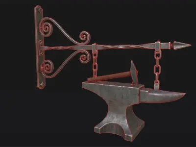 Medieval Blacksmith Sign Low-poly 3D model