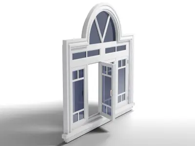 Arched Window Long Low-poly 3D model