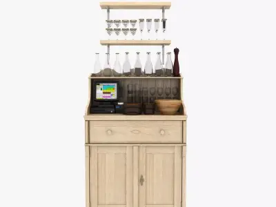 wood waiter station 3D model