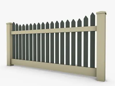 Wooden Fence Low-poly 3D model 6