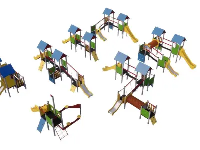 Kids Playground swing playset playhouse street workout PACK 3D model