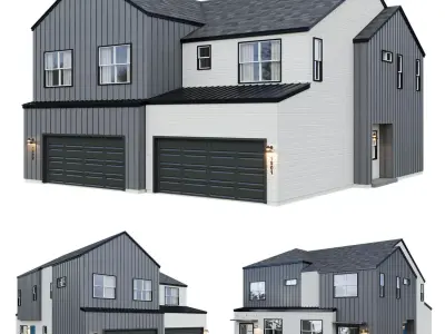 Low Poly American House 01 3D model