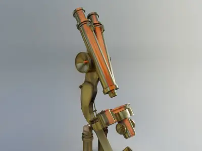 Old British Microscope 3d model Low-poly 3D model