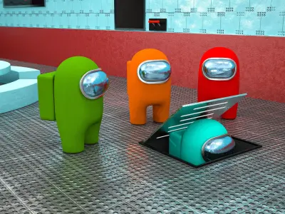 Among us 3d full scene modeling on cafeteria 3D model
