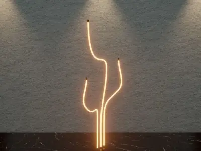 Home Decor Modern Neon Floor Lights 5Pcs SET  3D model