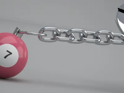 7 Pool Snooker Ball with Keychain 3D model