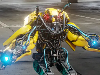 Futuristic Robot Photorealistic Character blender 3D model 3D model