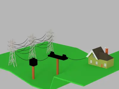 electric power tower 3D model Low-poly 3D model