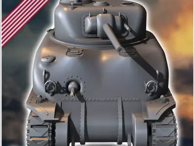 Sherman M4A1 - USA US Army Western Front Normandy Africa Bulge W 3D print model