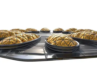 Sci-fi circular padding pillows surface panel Low-poly 3D model