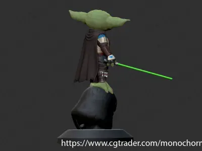 The yodolorian star wars child baby yoda statue 3D print model