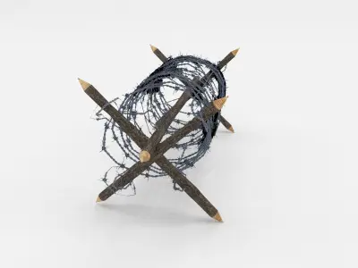 Lowpoly Barb Wire Obstacle Low-poly 3D model
