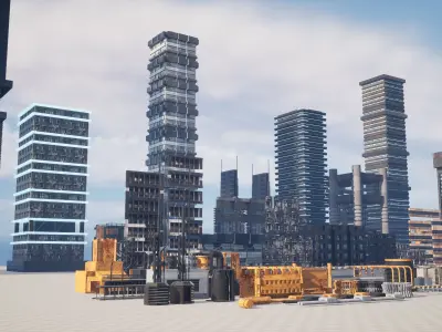 Cyberpunk themed Mega Pack of City Assets and Buildings  Low-poly 3D model