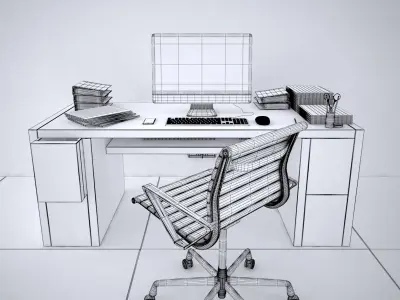 Office Desk - Interior Office Furniture 01 3D model