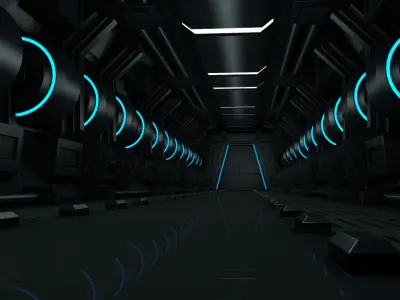Sci fi Tunnel 3D model 9