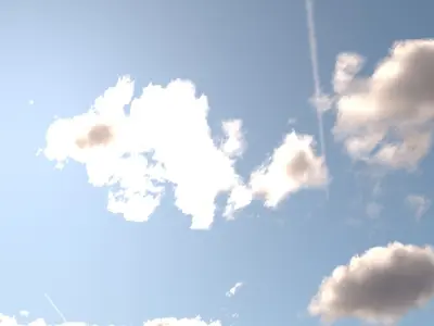 Sunny Cloudy Sky With Contrails 3D model