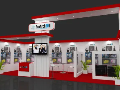 Exhibition stall 8 mtr x 3 mtr 1 side open 3D model