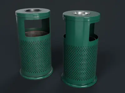 Street Trash Can 1 PBR Game Ready Low-poly 3D model
