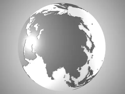 Solid Color Grey White Globe 3D model