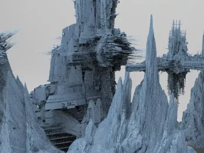 Ancient Ship Cliff Ruins 2 Kitbash 3D model