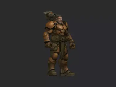 Post-Apocalyptic Armored Warrior  Heavy Mech Soldier  3D model