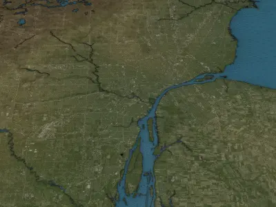 Detroit - Topography Terrain Low-poly 3D model