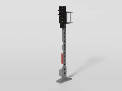Railway exit signal Low-poly 3D model