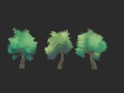 Anime Trees Highpoly 3D model