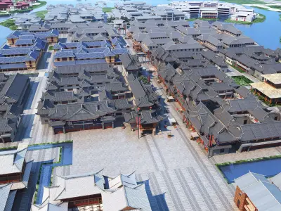  Chinese architecture Low-poly 3D model