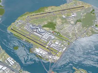 Rio De Janeiro Tom Jobim International Airport 12km Low-poly 3D model