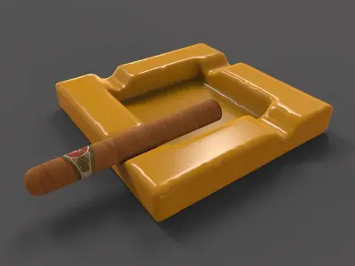 Ashtray and Cigar 3D model