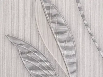 Silver Linen Leaf Embossed Wallpaper Texture