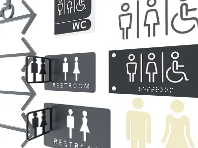 Restroom Directional Door Signs  3D model