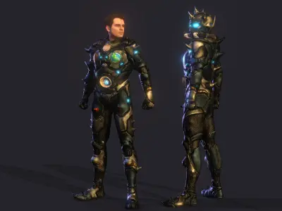 Space Warrior High quality character full Rigged and Animated 3D model