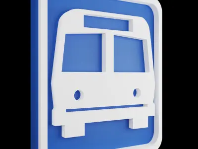 Road sign or Traffic sign 3D icon flat design collection no 4 Low-poly 3D model