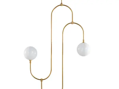 VETTO gold pendant light with two balls hanging from it 3D model