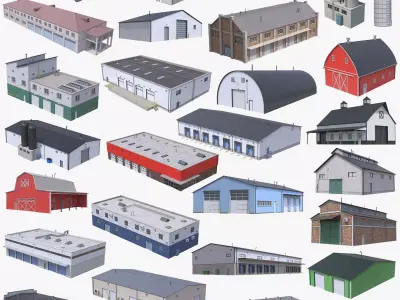 28 PBR Industrial Buildings Collection 3D Model Pack