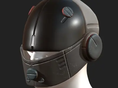 Helmet scifi fantasy PBR textures low poly  Low-poly 3D model