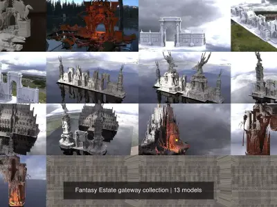 Fantasy Estate gateway collection 3D Model Pack