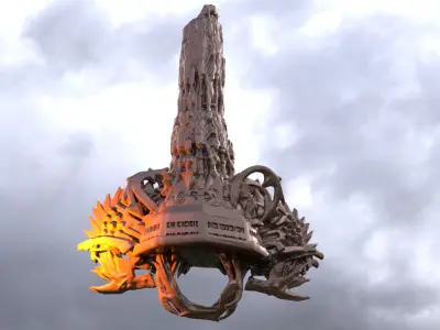 Scull Heart Rock 2 3D model