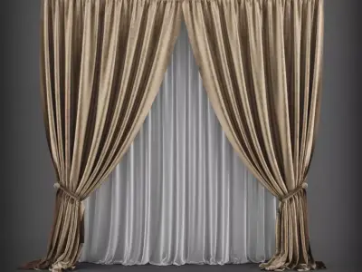 Curtain 3D model 3 set of curtains 3D model