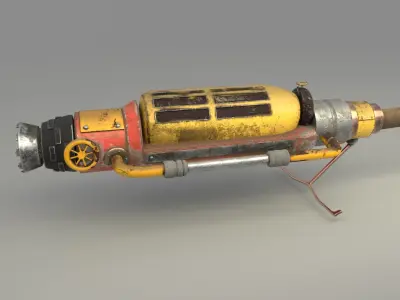 Steampunk Quidditch Broomstick - Textured - PBR Materials 3D model