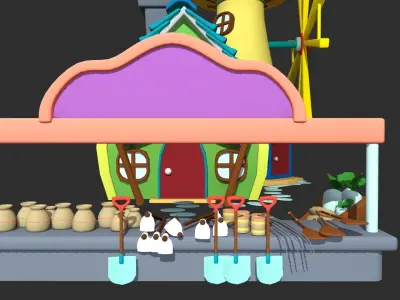 Asset - Cartoons - Background - House 3D model