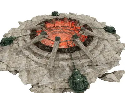 Stylized Ritual Lava Pit - Game-Ready Ruins Arena 3D model
